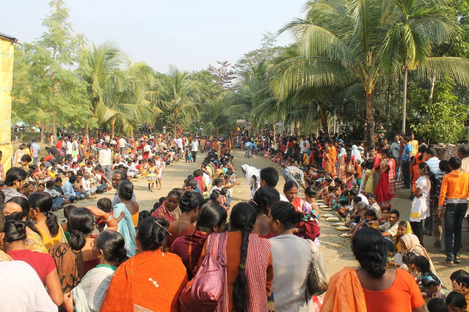 Large gathering during Ashram service and event activity
